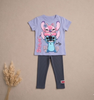 Детски комплект с къс ръкав ''Stitch & Angel'' три цвята